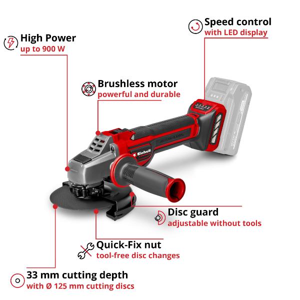 Einhell Professional PXC 18V TP-AG 18/125 125mm Brushless Angle Grinder - Bare Unit