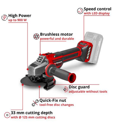 Einhell Professional PXC 18V TP-AG 18/125 125mm Brushless Angle Grinder - Bare Unit
