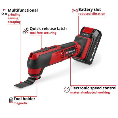 Einhell PXC 18V TE-MG 18/1 Li Multi Tool Kit 1 x 2.5Ah In E Case