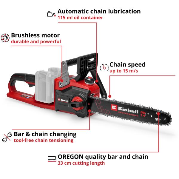 Einhell Professional PXC 36V GP-LC 36/35 Li Cordless 33cm Brushless Chainsaw - Bare Unit