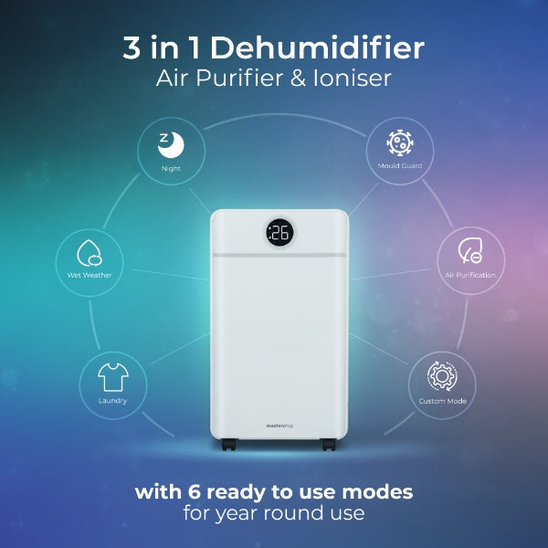 Masterplug SmartEnergy 3 in 1 Dehumidifier, Air Purifier &amp; Ioniser 12L