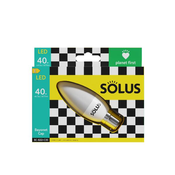 Solus 40W = 4.2W BC Candle SMD Non-Dimmable LED