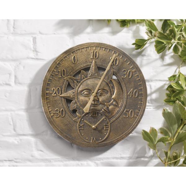Smart Garden Outside In Designs Sun &amp; Moon 12&quot; Wall Clock