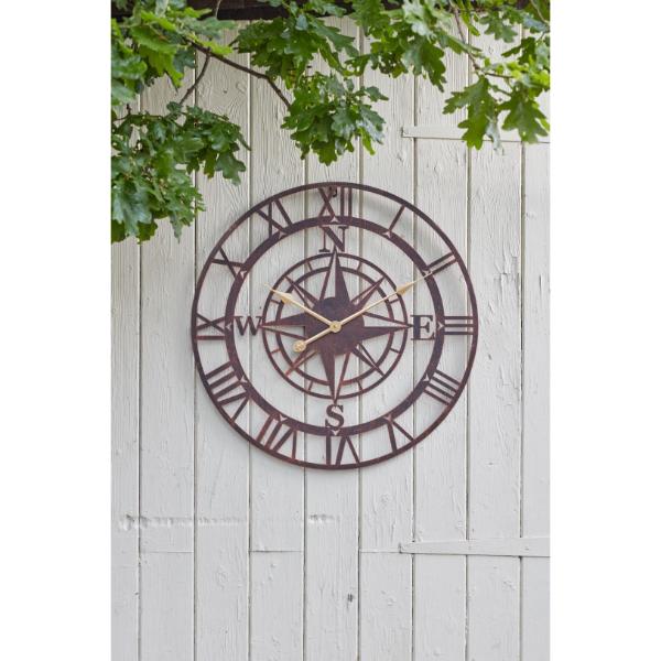 Smart Garden Outside In Designs Compass Skeleton Wall Clock Bronze 12&quot;