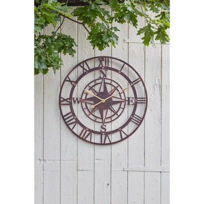 Smart Garden Outside In Designs Compass Skeleton Wall Clock Bronze 12&quot;