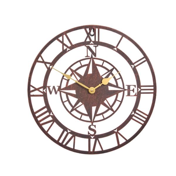 Smart Garden Outside In Designs Compass Skeleton Wall Clock Bronze 12&quot;