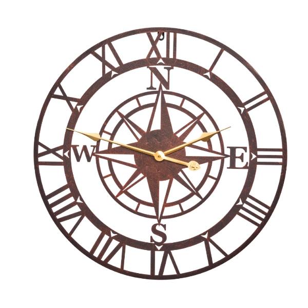 Smart Garden Outside In Designs Compass Skeleton Wall Clock Bronze - Large 24"