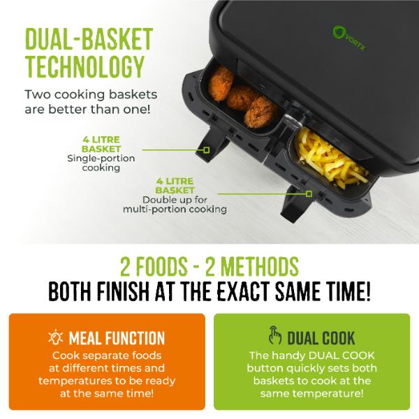 Tower Vortx Dual Basket Air Fryer 8L T17181AFR