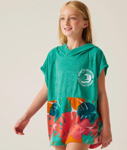 Regatta Kids Towel Robe II 9-13Yrs Turquoise Tropical