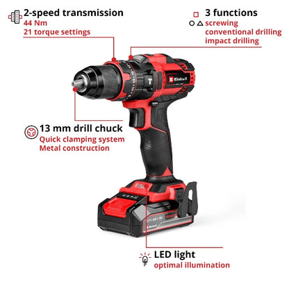 Einhell PXC 18V TE-CD 18/44 Li-i Cordless Combi Drill Kit (1x2,5Ah)