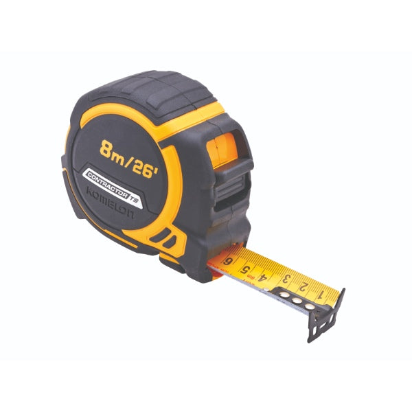 Komelon 8M (26Ft) Contractors Tape With Free Belt Clip