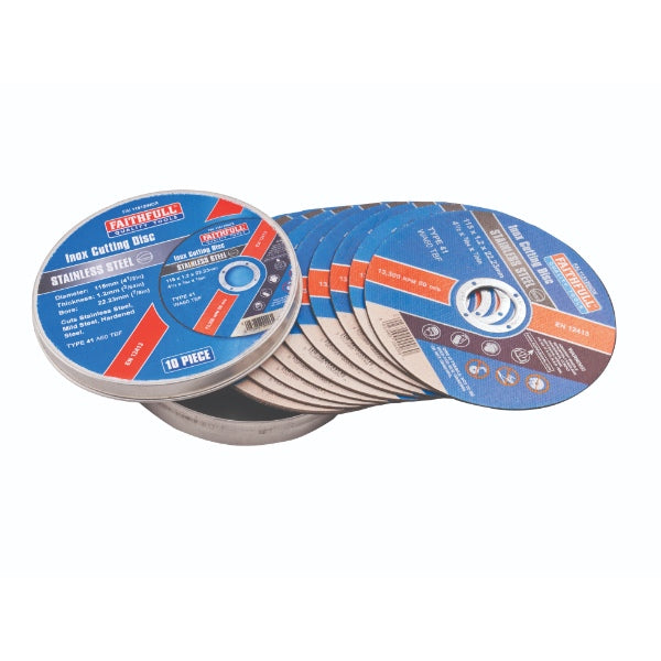 Faithfull 10 Piece 115Mm Inox Cut Off Wheels