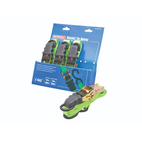 Faithfull 4 Piece Ratchet Tie Down Set