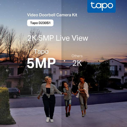 TP Link 5MP Battery Smart AI Video Doorbell IP64 Full Colour