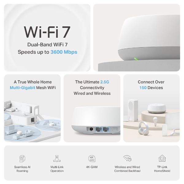 Deco BE25 BE3600 Wi-Fi 7 Dual-Band 2.5G Whole Home Mesh