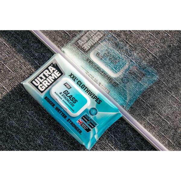 UltraGrime Pro Glass &amp; Stainless XXL Clothwipes - 50pk