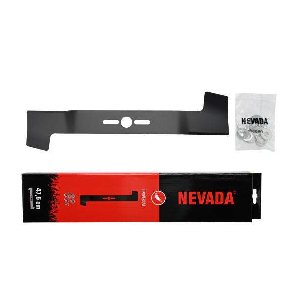 Nevada Universal Lawnmower Blade 47.6Cm High Lift With Washers &amp; Reducing Rings