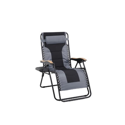 Deluxe Steel Grey Reclining Anti Gravity Chair with Head Rest and Cup Holder