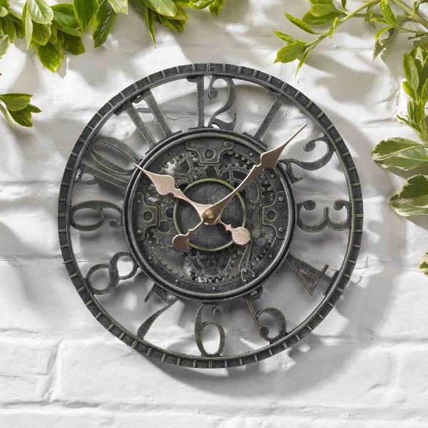 Smart Garden Outside In Designs Newby Mechanical Clock Verdigris 12&quot;