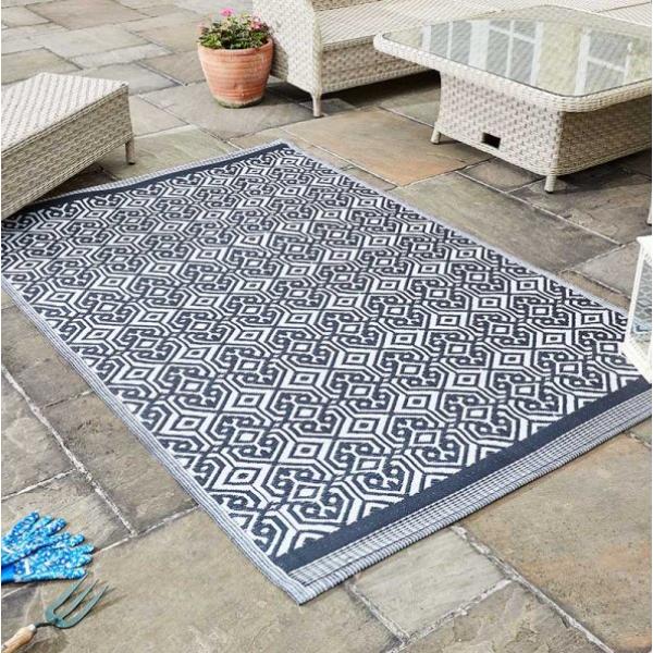 Smart Garden Outside In Designs Alfresco Outdoor Rug - Delphi - Onyx - 150 X 210cm