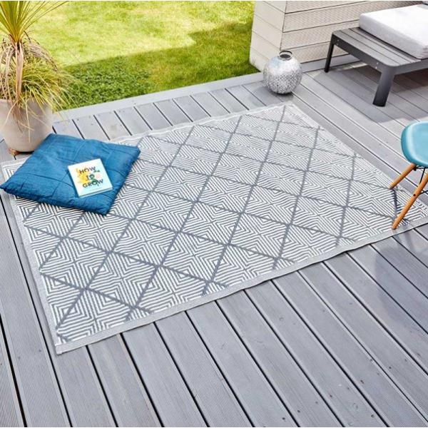 Smart Garden Outside In Designs Alfresco Outdoor Rug - Alexandria - Slate - 150 X 210cm