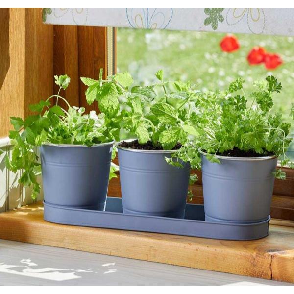 Smart Hanging And Patio Gardening Windowsill Herb Pots - Slate
