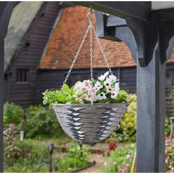 Smart Hanging And Patio Gardening 14In Faux Rattan Basket - Kikuyu