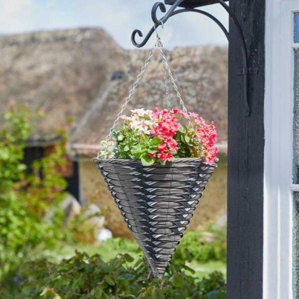 Smart Hanging And Patio Gardening 14In Faux Rattan Cone - Kikuyu