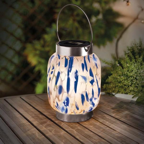 Smart Garden Glassart Solar Lantern Blue And White