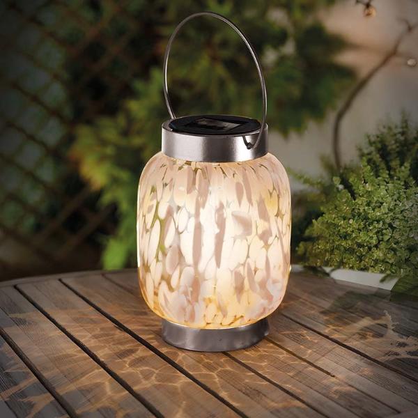 Smart Garden Glassart Solar Lantern Pink And White