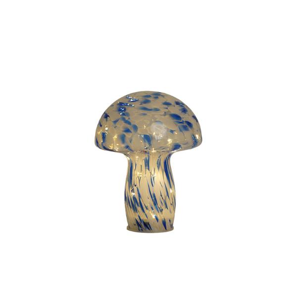 GlassArt Mushroom Large Blue and White