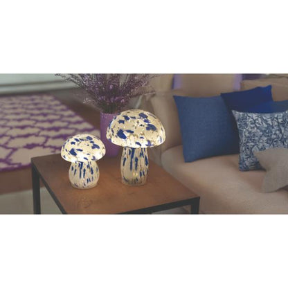 GlassArt Mushroom Large Blue and White