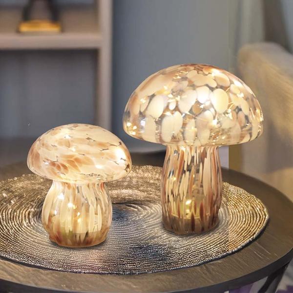 Smart Garden Outside In Designs GlassArt Mushroom Lamp Large Pink and White