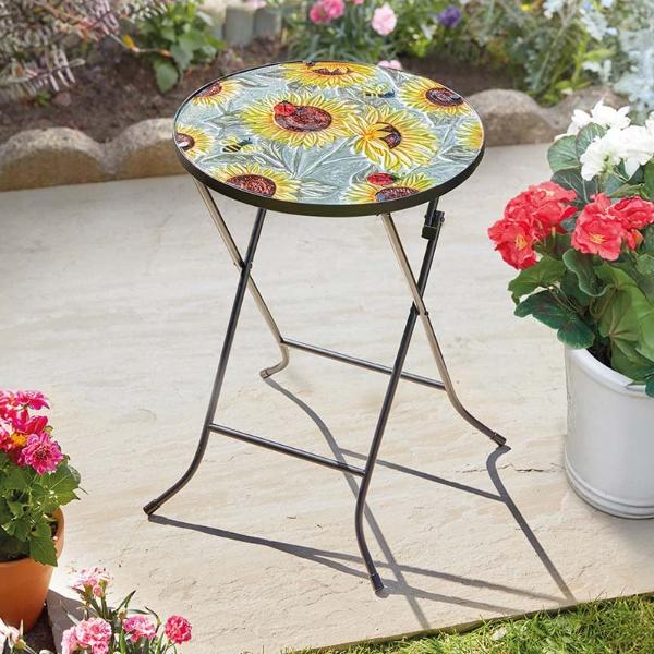 Smart Garden Flamboya Hand Painted Glass Table Sunflowers
