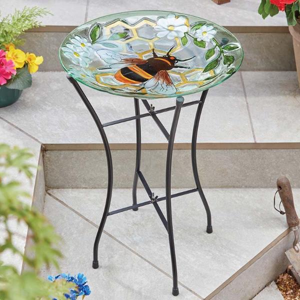 Smart Garden Bee Glass Birdbath