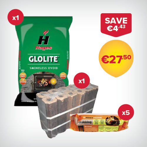 Buy 1 20kg bag Coal, 1 Hardwood Briquette, 5 Firelogs for €27.50