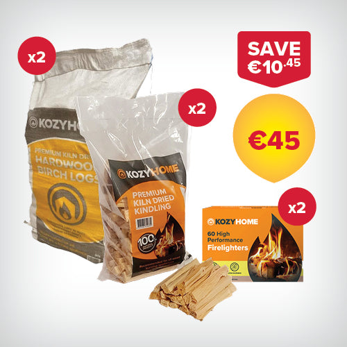 Buy 2 50L bags of Firewood, 2 packs of Firelighters and 2 bags of Kindlingl for €45