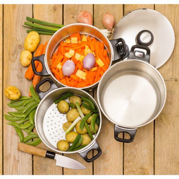 20Cm Steelex 3 Tier Steamer Set