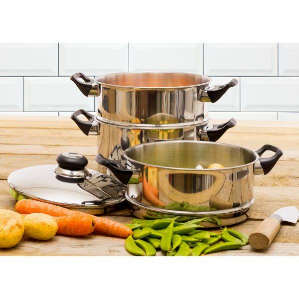 24Cm Steelex 3 Tier Steamer Set