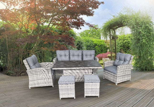 Alghero Outdoor 7 Seater High-Low Table Outdoor Dining set with Cover