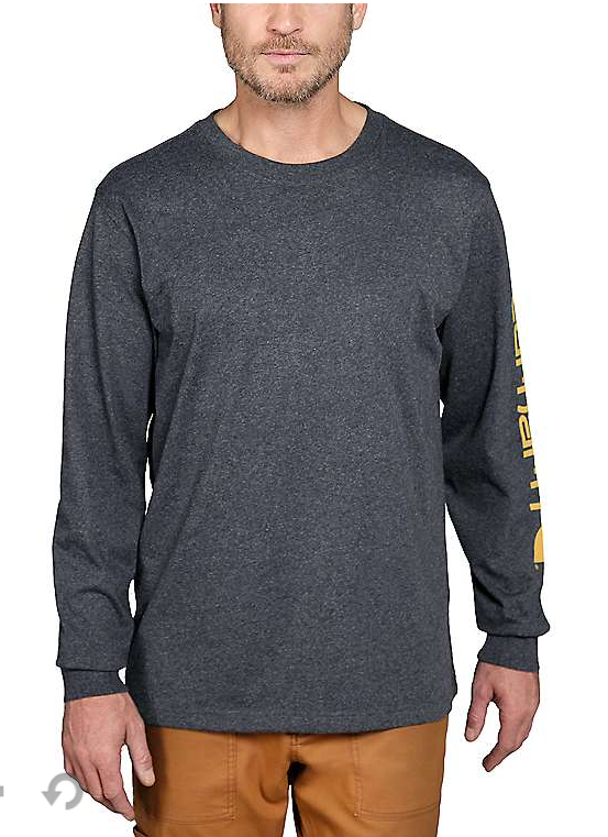 Carhartt Relaxed Fit Heavyweight Long-Sleeve Logo Sleeve Graphic T-Shirt Carbon Heather