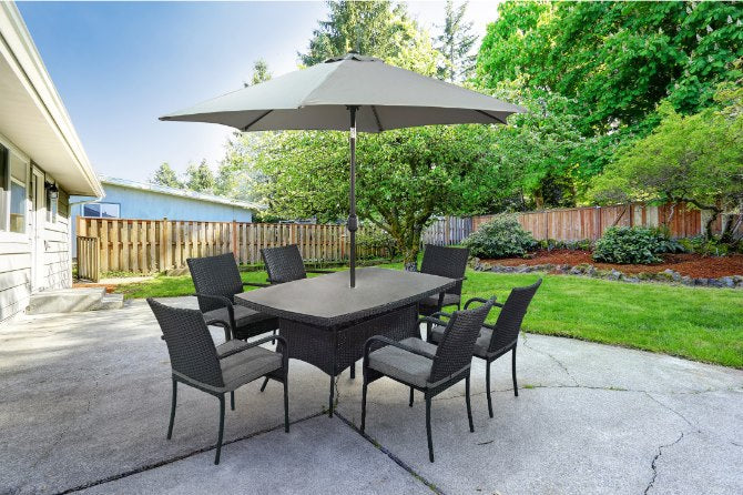 Faro Outdoor 6 Seater Outdoor Dining Set with Paraol &amp; Cover
