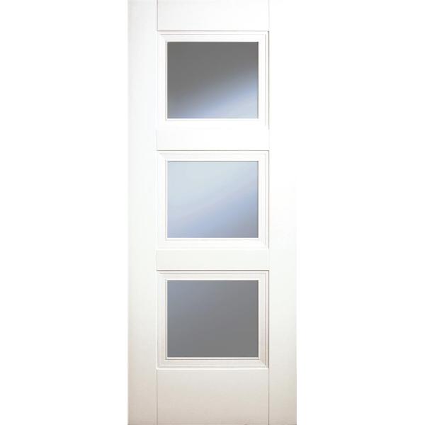 Indoors Franklin White Primed 3 Panel Clear Glazed Door 80X34