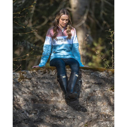 Hoggs of Fife Dumfries Ladies 1888 1/4 Zip Pink/White/Blue