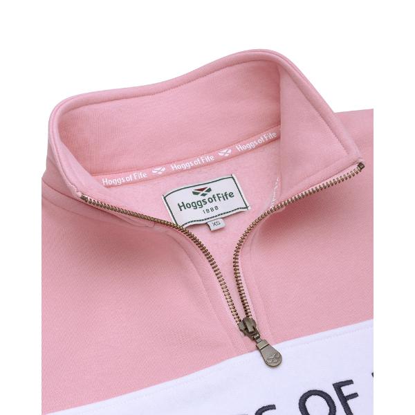 Hoggs of Fife Dumfries Ladies 1888 1/4 Zip Pink/White/Blue