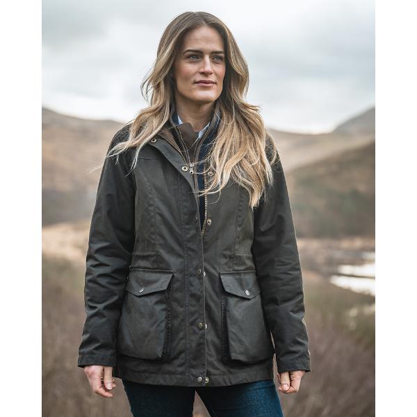 Hoggs of Fife Caledonia Ladies Wax Jacket Olive