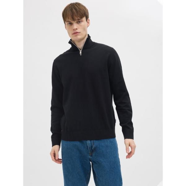 JJ Rebel Callum Knit Half Zip Black
