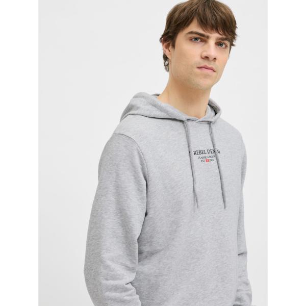 JJ Rebel Mens Printed Sweatshirt Light Grey Melange