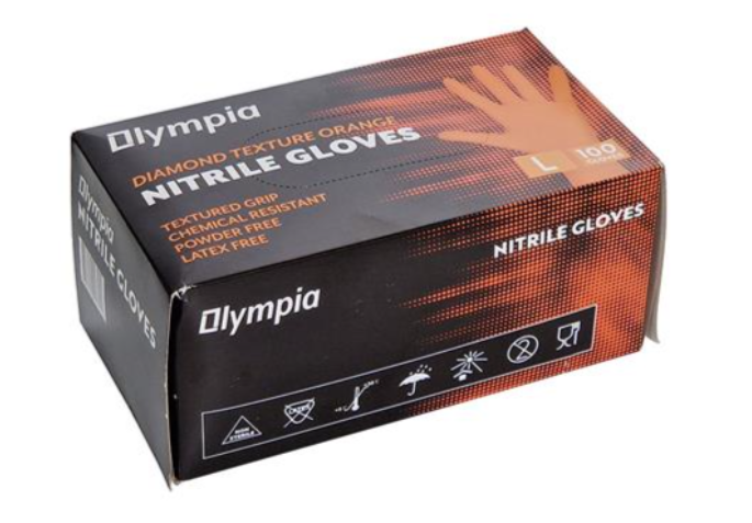 Olympia Orange Nitrile Gloves Extra Large Pack Of 100