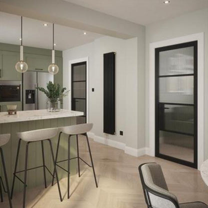 Indoors Portland 4 Lite Reeded Glazed Door Black